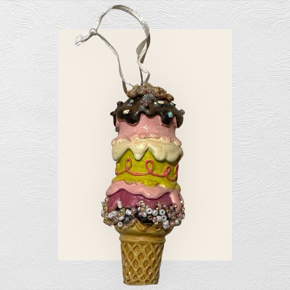 Dreamin' of Ice Cream Cone 3 Scoops Christmas Ornament Sweet Treats - Picture 1 of 6
